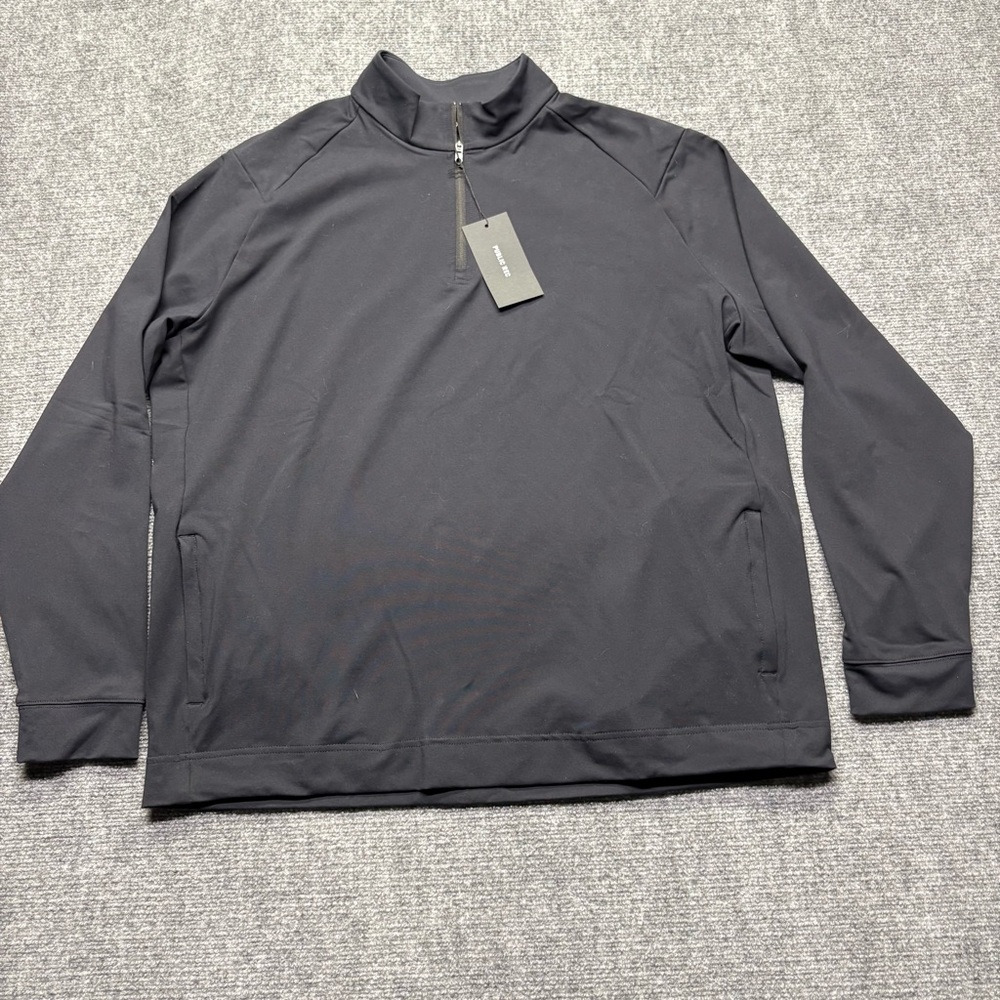 Public Rec 1/4 Zip Pullover Mens XL Black Fourth Quarter Zip Pockets NEW